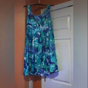 R&M Richards Blue and Green Midi Dress